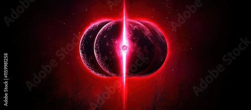 Triple Moon Goddess Symbol in Red - Pagan Wicca and Astrology Inspired Image of the Three-Faced Moon Goddess